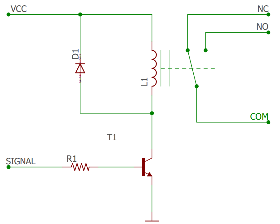 Simplified schematic of a relay